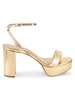 Block Heel Ankle Strap Leather Platform Sandals