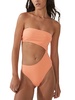 womens ribbed removable straps one-piece swimsuit