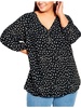 plus womens polka dot 1/4 zip blouse