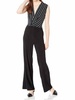 women wrap sleeveless cotton jumpsuit in black striped