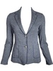 women double knit fitted blazer in navy/grey