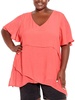 plus womens flutter sleeve layered tunic top