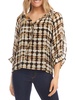 womens printed blouson sleeve pullover top