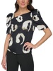 womens printed puff sleeve blouse