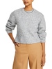 womens wool blend ribbed trim crewneck sweater