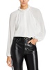 womens pleated ruffled button-down top