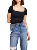 womens square-neck party cropped