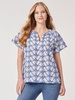 popover floral embroidery short sleeve blouse