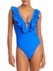 womens ruffled nylon one-piece swimsuit