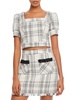 womens glen plaid square neckline crop top