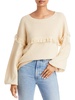 angelina womens fringe knit crewneck sweater