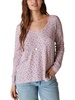 womens scoop neck floral thermal top