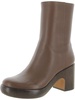 nicco clog womens leather block heel mid-calf boots