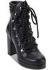 lenni womens faux leather platform combat & lace-up boots