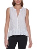 womens button front sleeveless peplum top