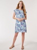 printed side button swing dress