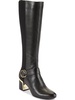 caira womens leather block heel knee-high boots