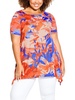 plus deanne womens floral print knit tunic top