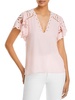 rochelle womens v neck flutter sleeve blouse