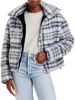 josh womens plaid faux fur lined quilted coat