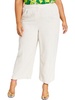 plus womens linen blend cropped wide leg pants