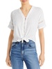 thea womens linen tie front button-down top