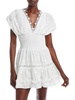 palomas womens lace trim smocked fit & flare dress