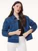 shirred sleeve city denim jacket, shore wash