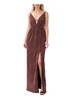 womens metallic side-slit evening dress