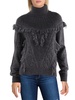 womens wool blend fringe mock turtleneck sweater