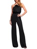 womens smocked one shoulder jumpsuit