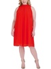 plus womens v-neck neck tie shift dress