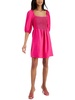 womens smocked knee-length shift dress