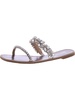 jenelle womens leather rhinestone slide sandals