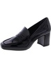 womens patent slip on loafer heels