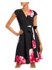 womens v neck belted cocktail and party dress