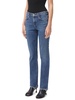 womens mid-rise frayed hem straight leg jeans