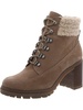 donenta4 womens leather faux fur trim combat & lace-up boots