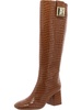 womens faux leather zipper knee-high boots