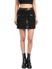 womens tweed faux leather trim mini skirt