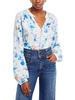 womens long sleeve crewneck button-down top