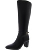 samba womens faux leather block heel knee-high boots