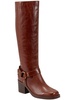 womens leather block heel knee-high boots