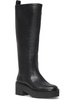 womens faux leather pull on knee-high boots