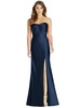 strapless draped bodice trumpet gown