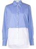 paneled button shirt in blue-white