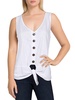 womens button front v neck tank top