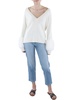 brody womens faux fur trim knit v-neck sweater