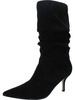 womens faux suede pull on mid-calf boots