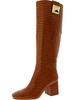 womens faux leather tall knee-high boots